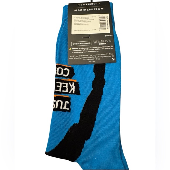 Elvis, Retro Elvis, 1950's King of Rock N Roll, Adult Novelty Crew Socks - Picture 2 of 2